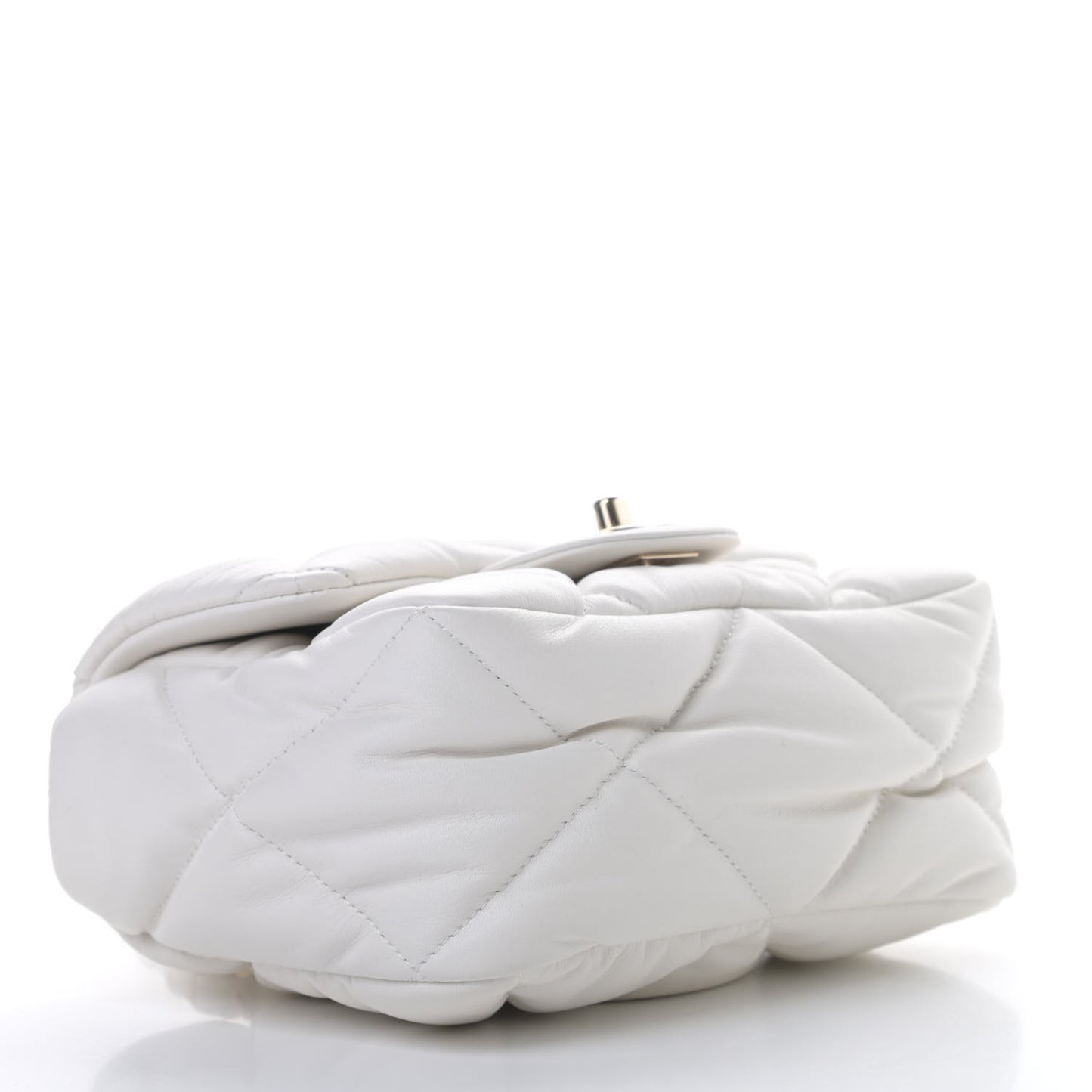 Calfskin Quilted Mini Square Bubbly Flap White