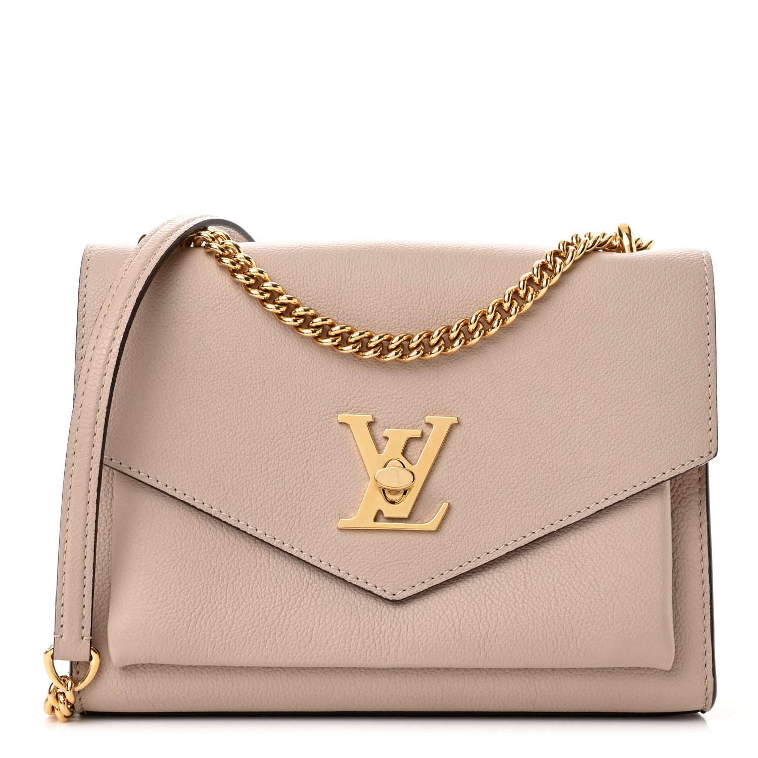 Louis Vuitton Soft Calfskin Mylockme Chain Bag BB Greige 1 of 9