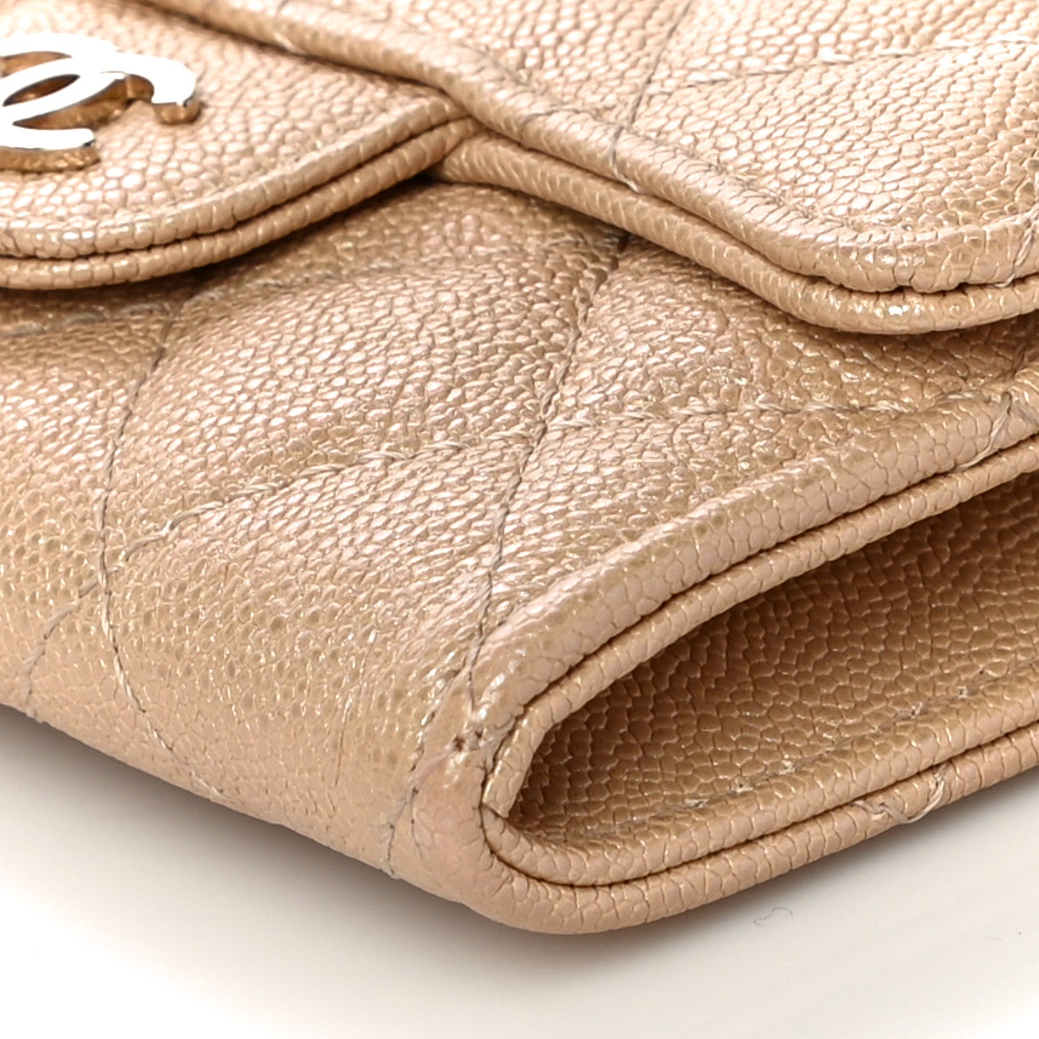 Chanel Iridescent Caviar Quilted Flap Card Holder Beige 11 of 12