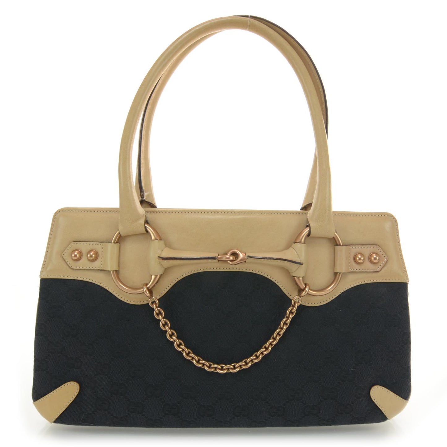 Monogram Horsebit Chain Shoulder Bag Black
