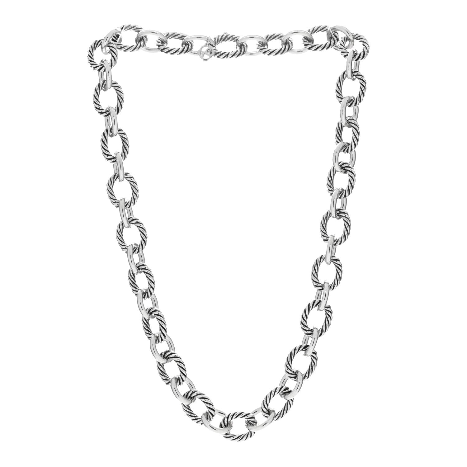 David Yurman Sterling Silver 12mm Large Oval Link Necklace 2 of 4