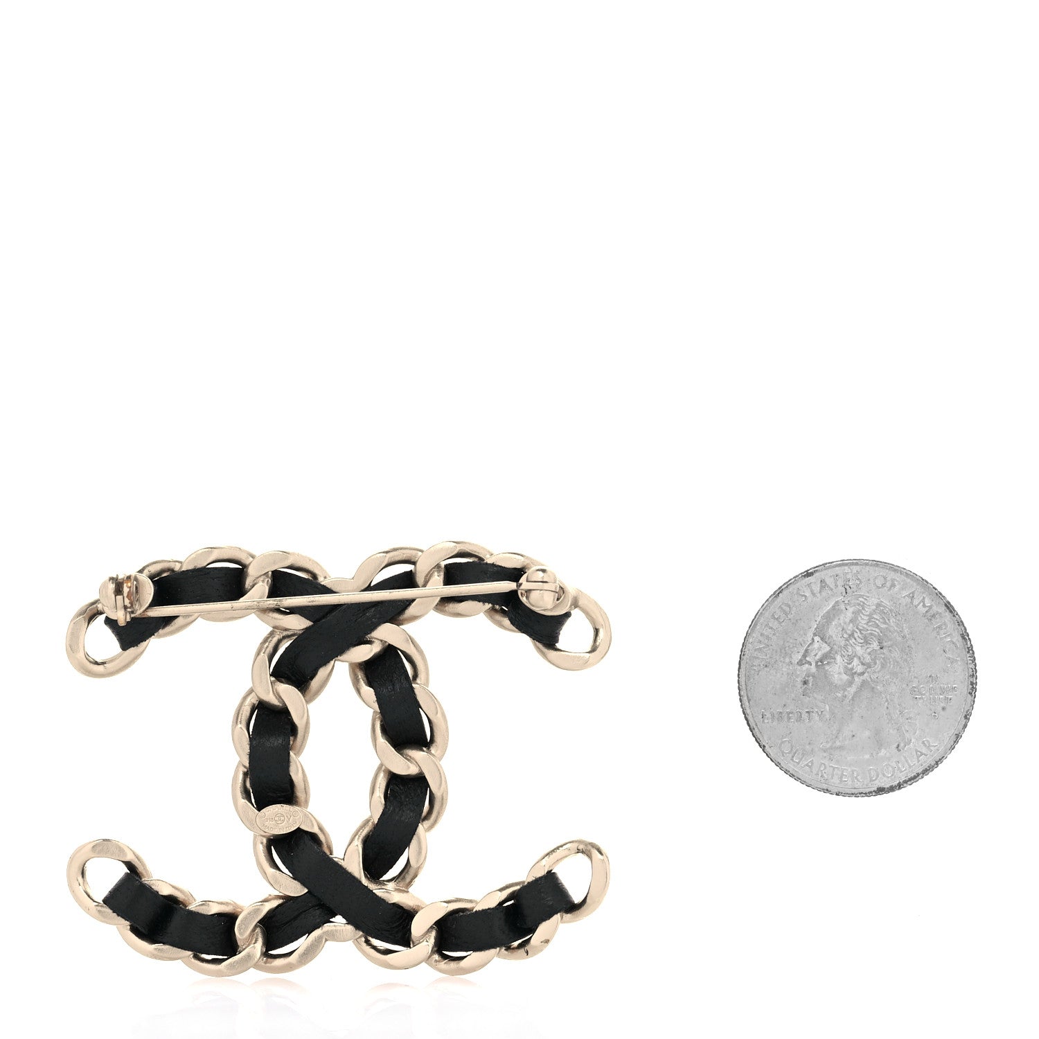 Chanel Lambskin Chain CC Brooch Black Gold 2 of 4