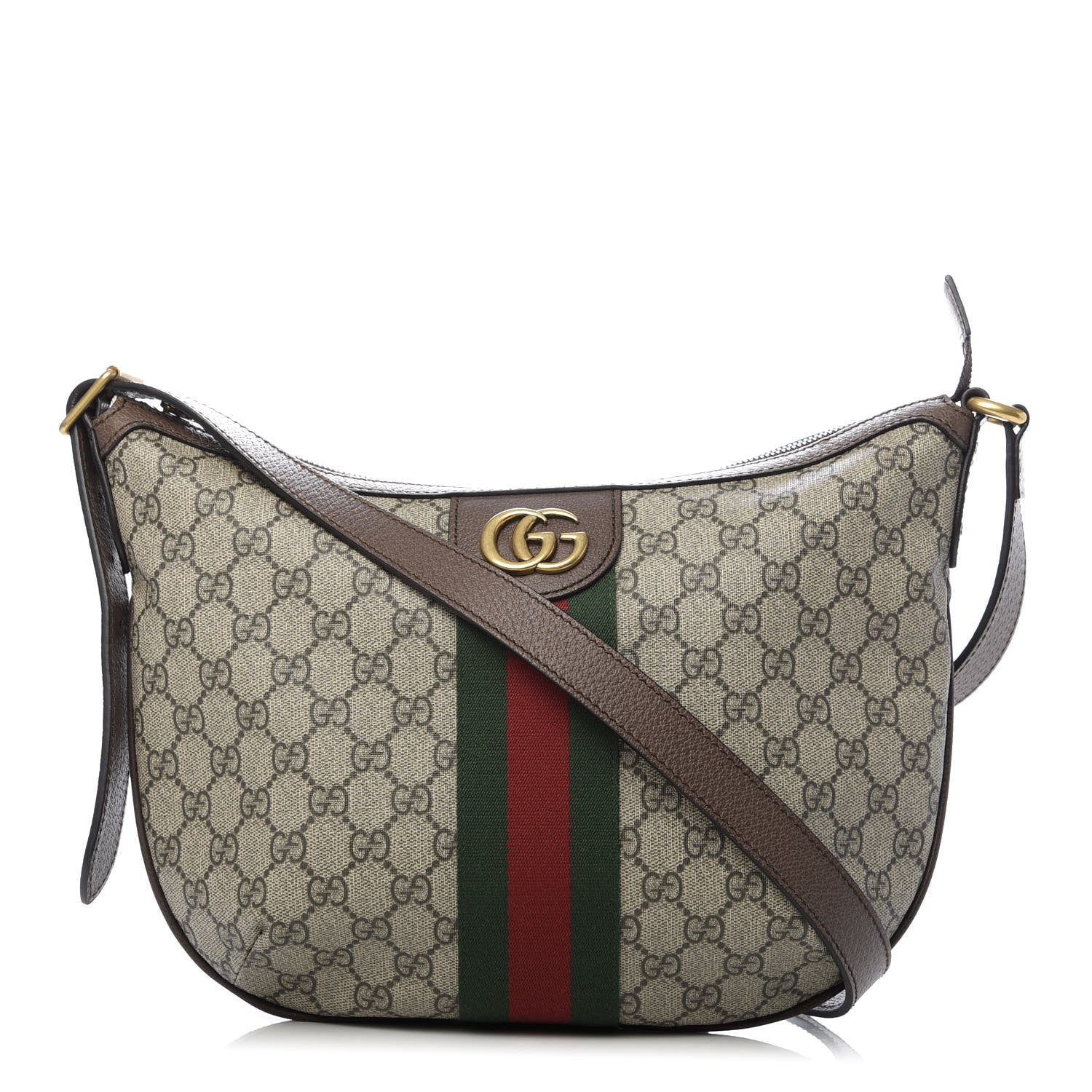 Gucci GG Supreme Monogram Web Small Ophidia Half Moon Hobo Brown 1 of 10