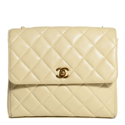 Chanel Caviar Quilted Medium Flap Shoulder Bag Beige 1 of 9