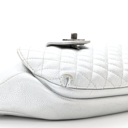 Chanel Metallic Grained Calfskin Quilted Casual Rock Waist Bag Fanny Pack Silver 9 of 15