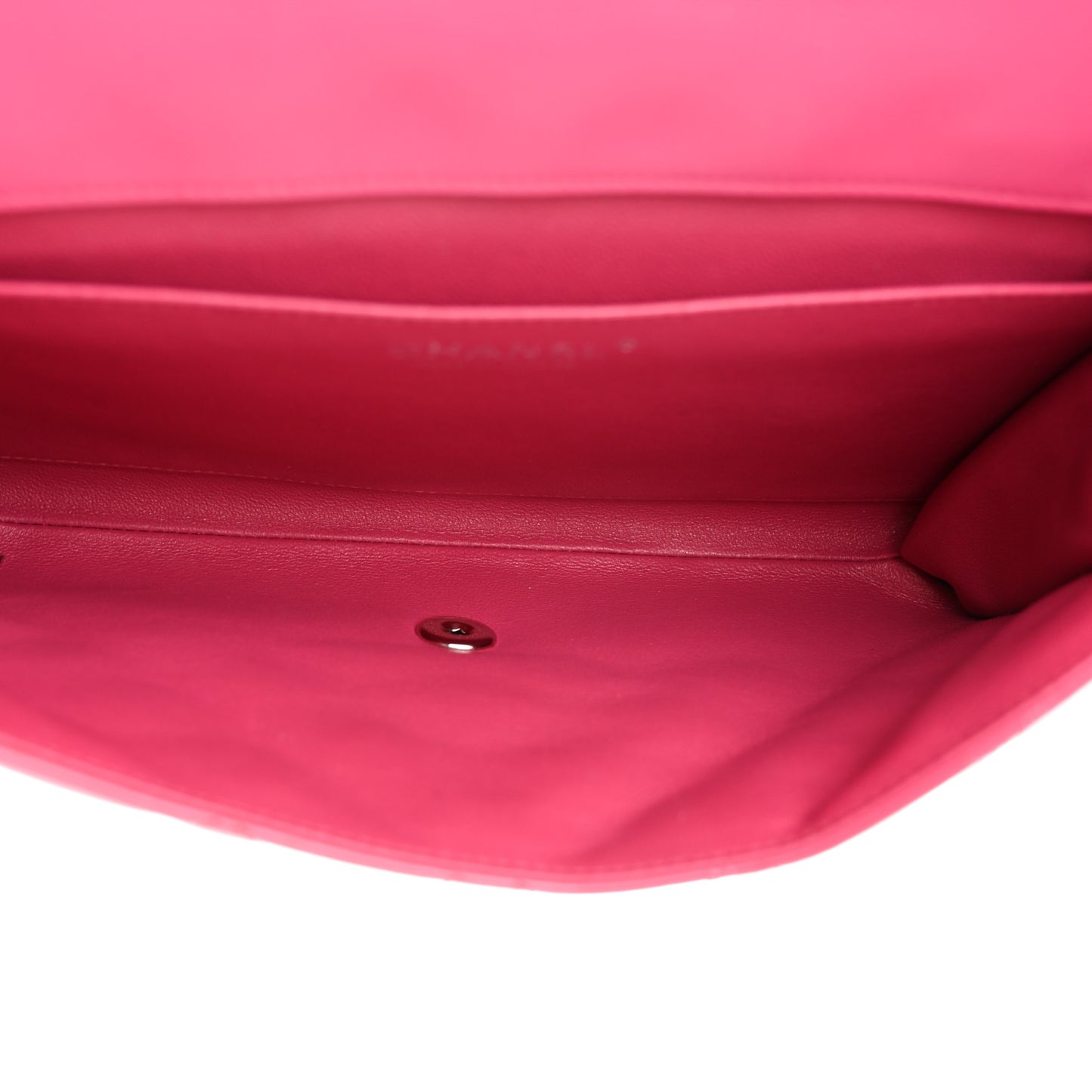 Patent Quilted Clutch with Chain Flap Fuchsia