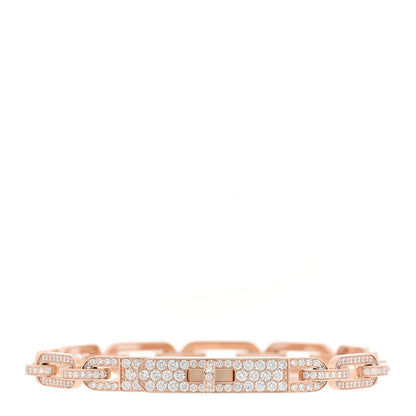 Hermes 18K Rose Gold Diamond Full Pave PM Kelly Chaine Bracelet ST 1 of 3