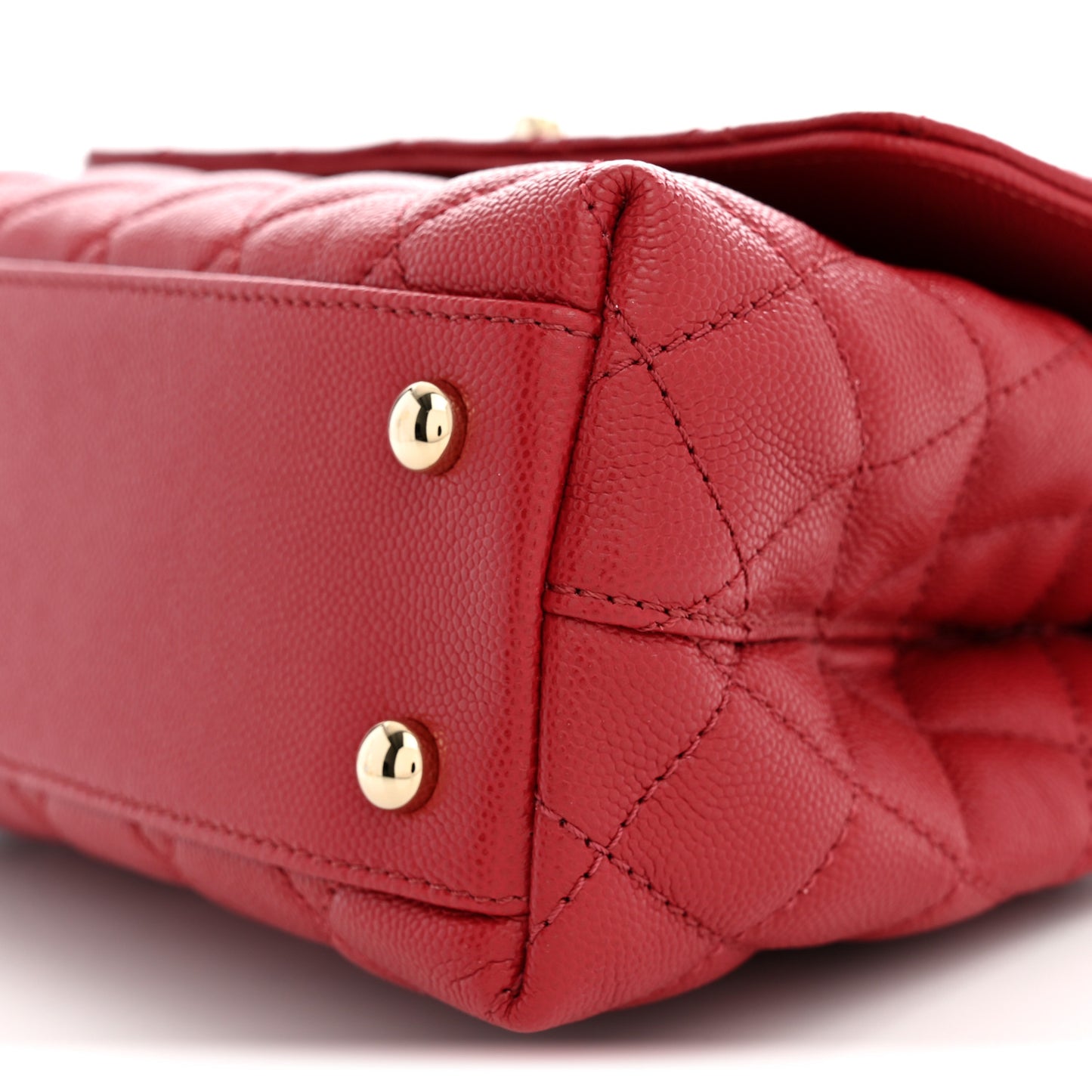 Caviar Quilted Mini Coco Handle Flap Red