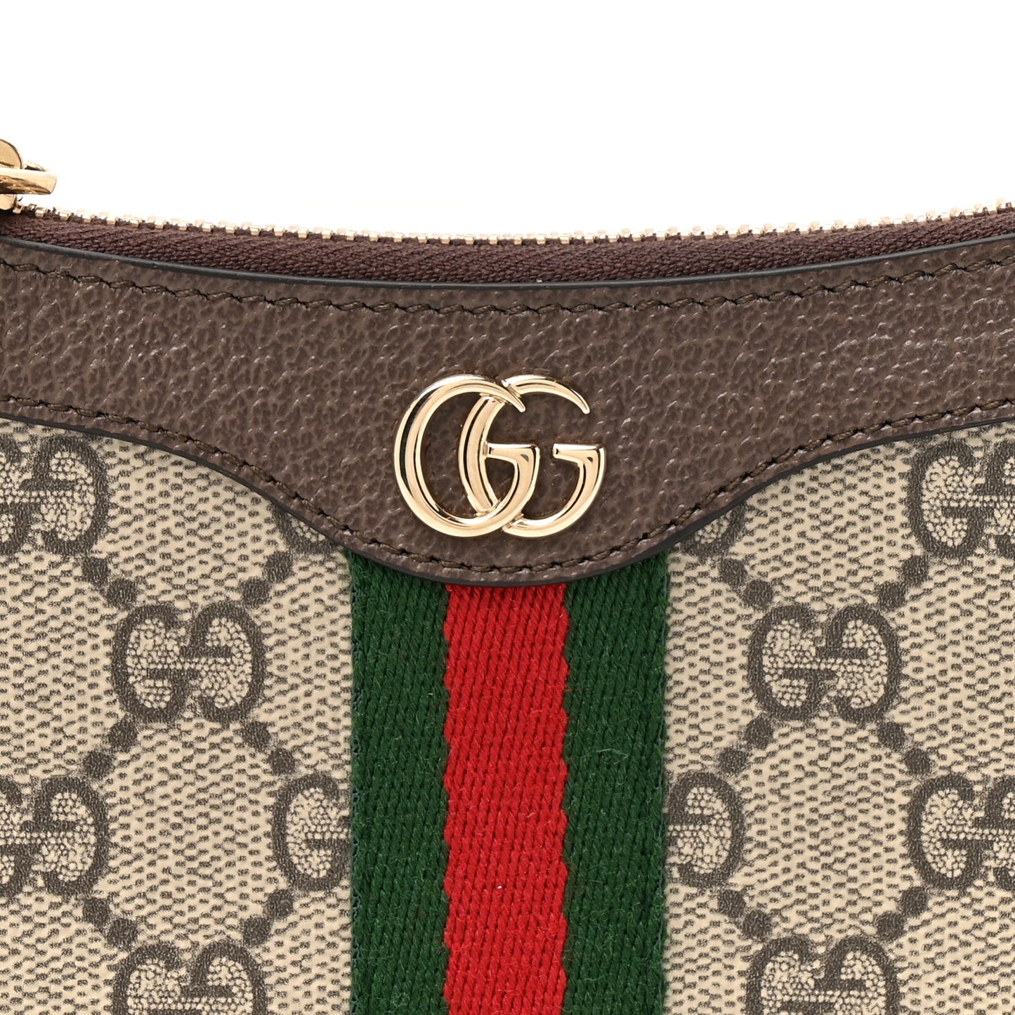GG Supreme Monogram Textured Dollar Calfskin Web Mini Ophidia Shoulder Bag Beige Ebony New Acero