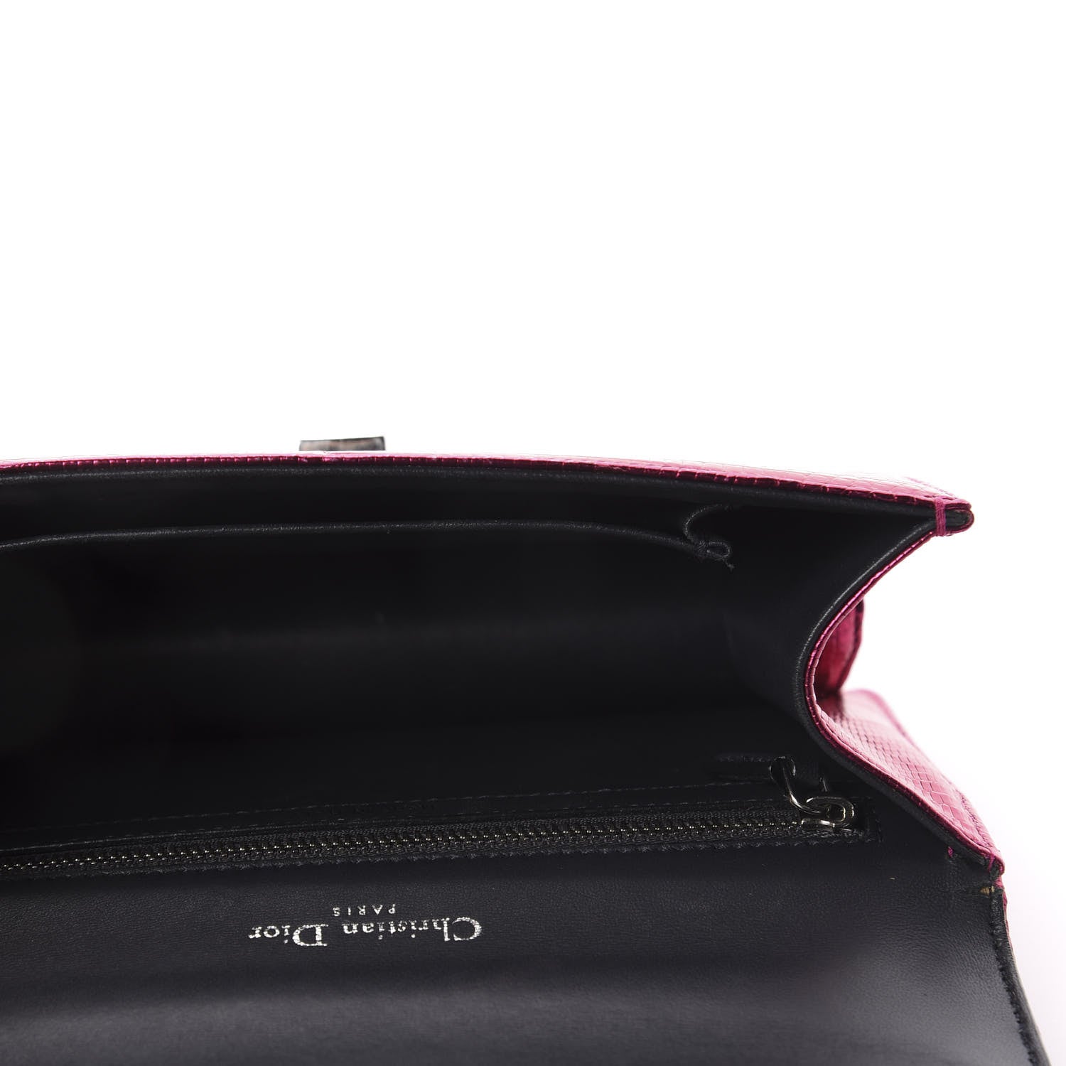 Christian Dior Metallic Lizard Small Diorama Flap Bag Fuchsia 4 of 12