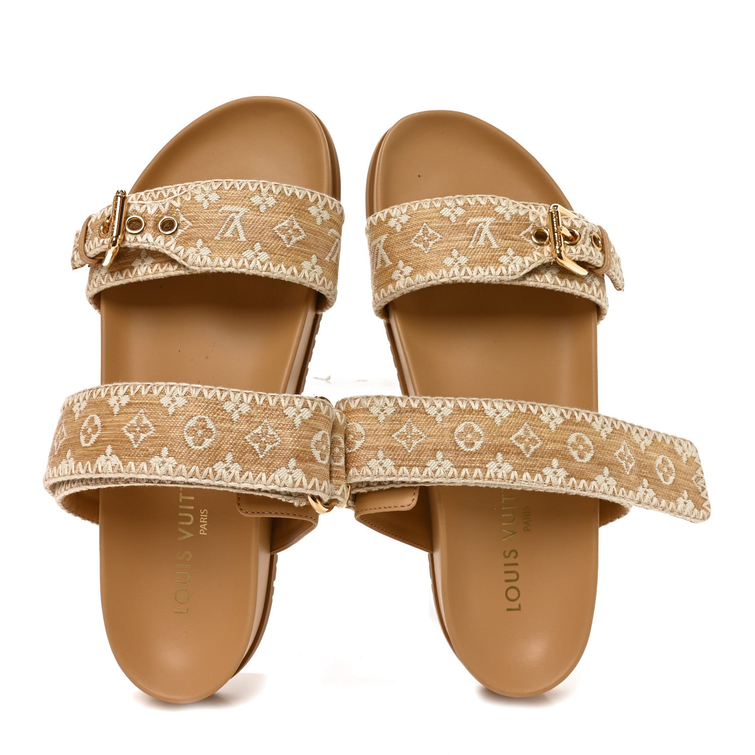Louis Vuitton Raffia Monogram Bom Dia Flat Mule Sandals 39 Natural 2 of 8