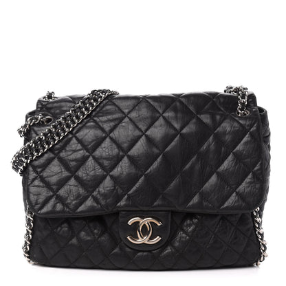 Chanel Washed Lambskin Quilted Maxi Chain Around Flap Black 1 of 14