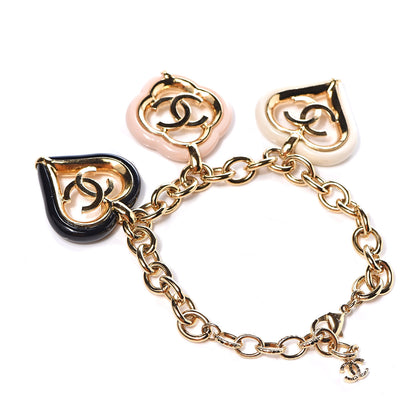 Chanel CC Charm Bracelet Gold Beige Navy 3 of 4