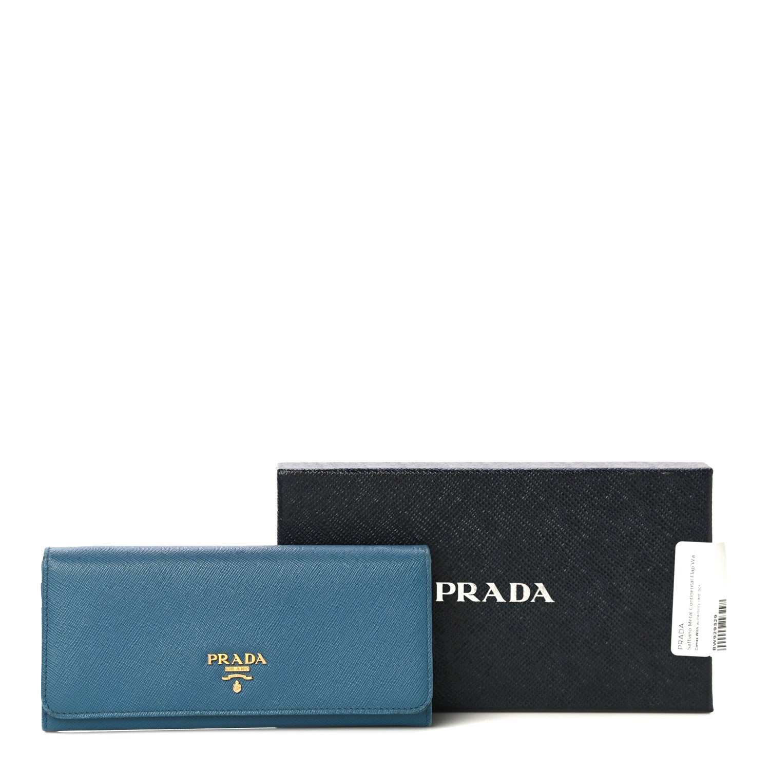 Prada Saffiano Metal Continental Flap Wallet Blue 17 of 17