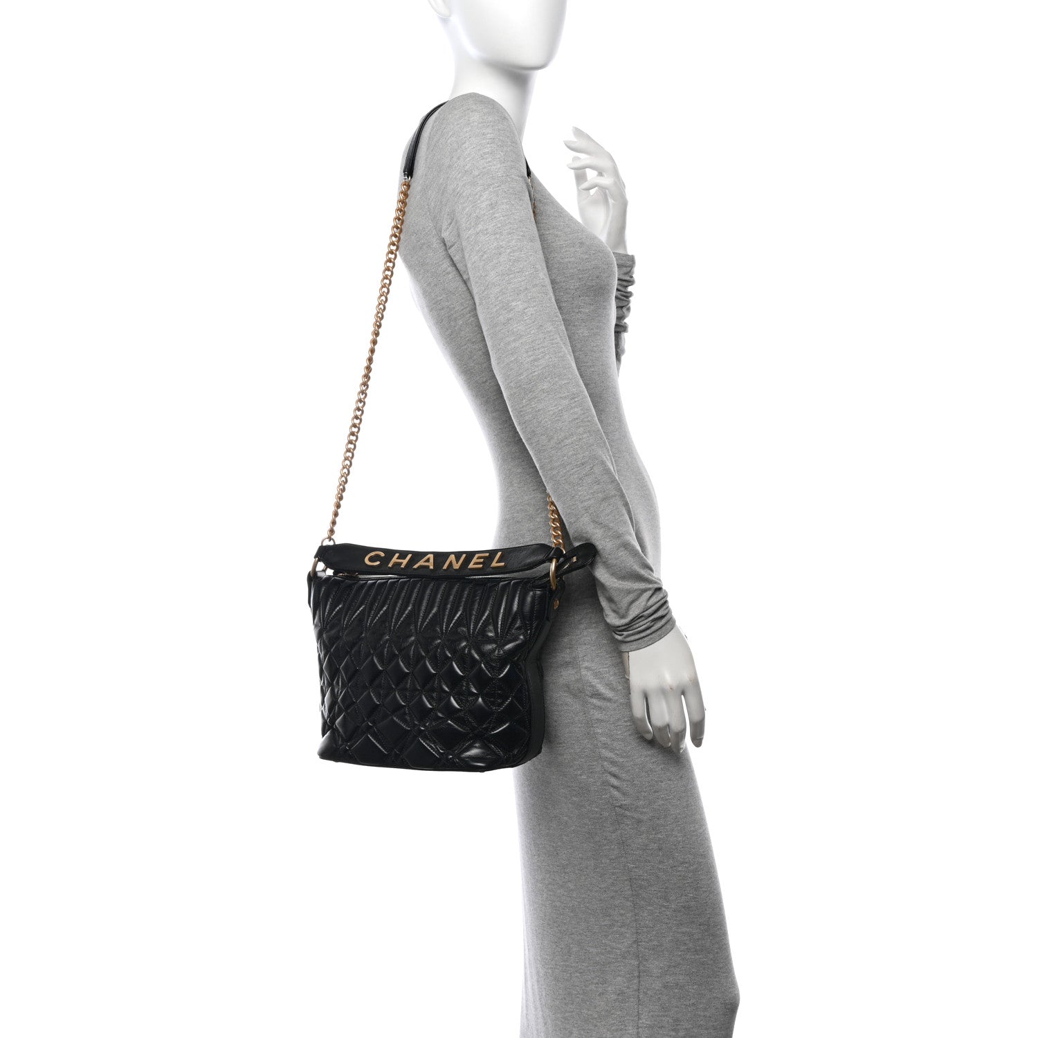 Chanel Glazed Calfskin Quilted State Of The Art Hobo Black 2 of 10