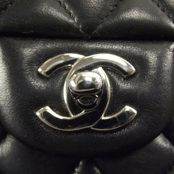 Lambskin Medium Double Flap Black