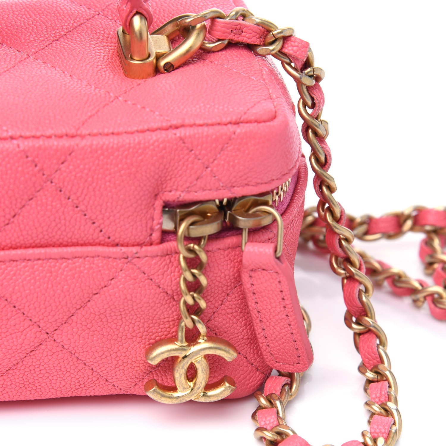 Chanel Caviar Quilted Mini Top Handle Vanity With Chain Pink 4 of 4