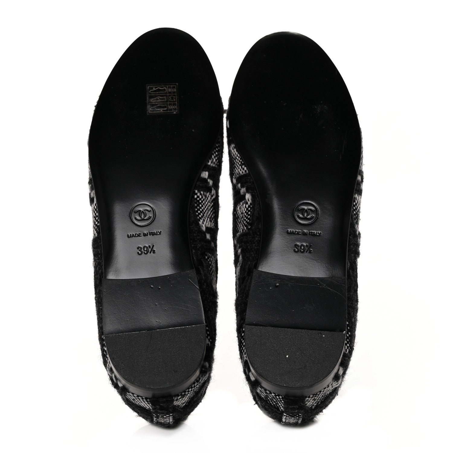 Chanel Tweed Patent Cap Toe Ballerina Flats 39.5 Black White 5 of 8