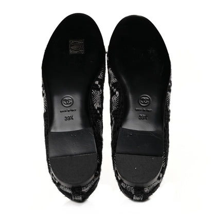 Chanel Tweed Patent Cap Toe Ballerina Flats 39.5 Black White 5 of 8