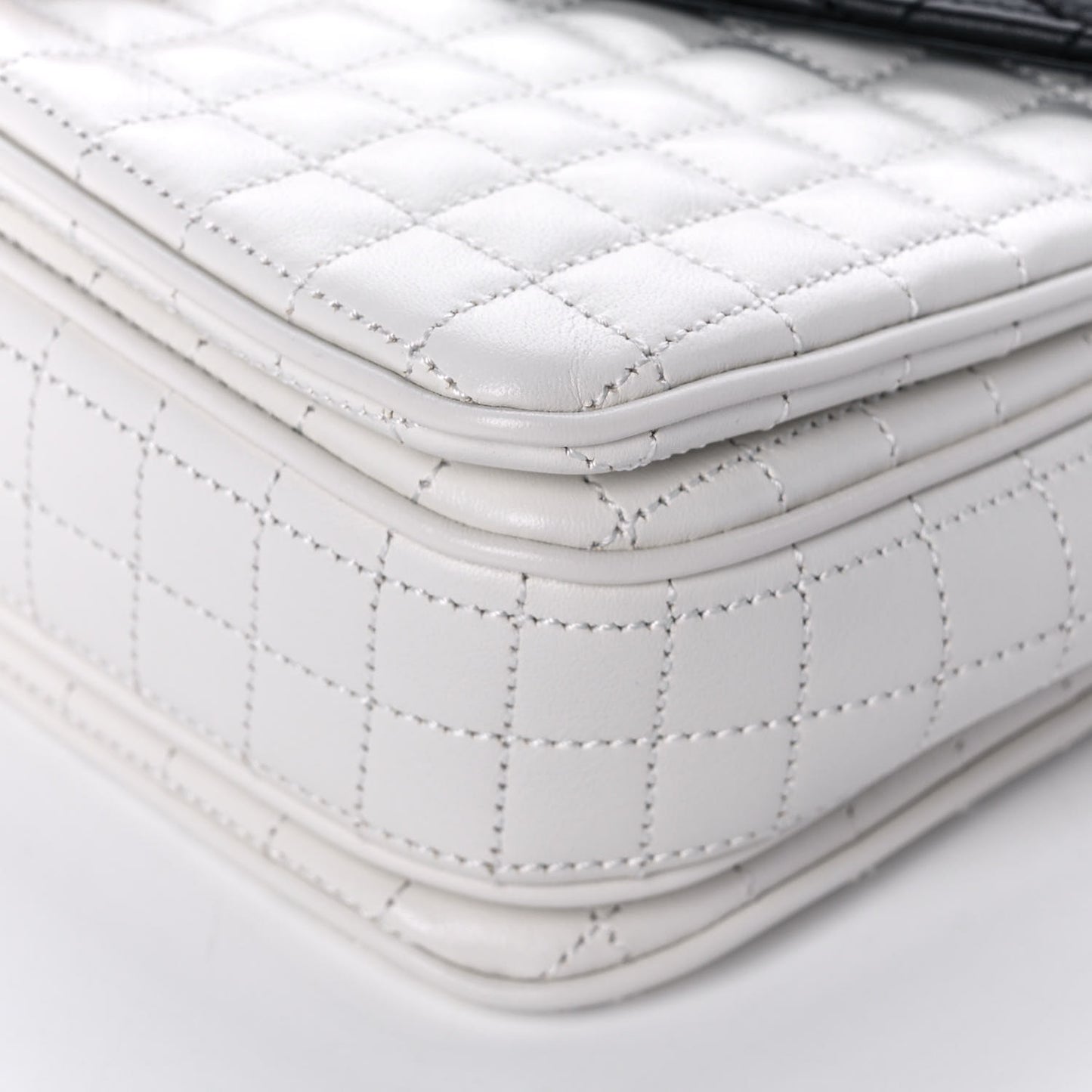 Calfskin Quilted Medium C Bag Black White