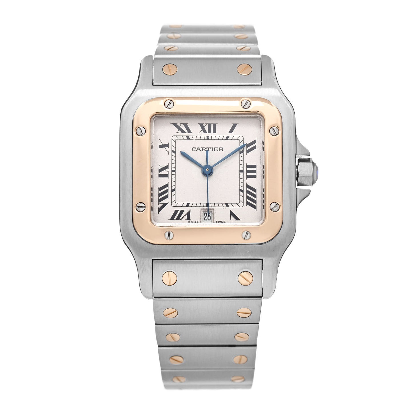 Stainless Steel 18K Yellow Gold 29mm Santos De Cartier Galbee Quartz Watch