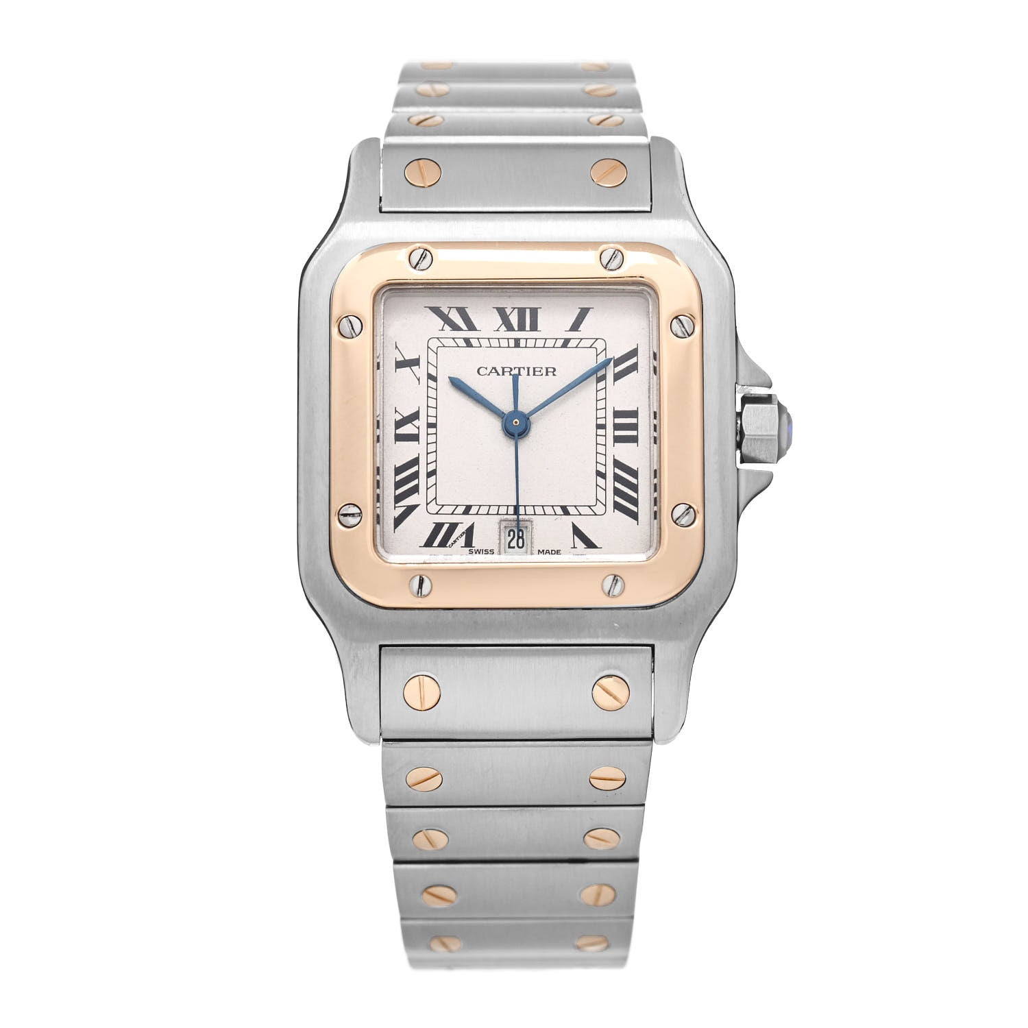 Cartier Stainless Steel 18K Yellow Gold 29mm Santos De Cartier Galbee Quartz Watch 1 of 4