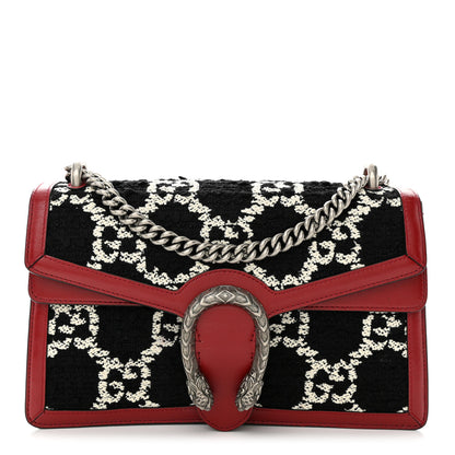 Gucci Tweed GG Monogram Small Dionysus Shoulder Bag Black White Romantic Cherry 1 of 12