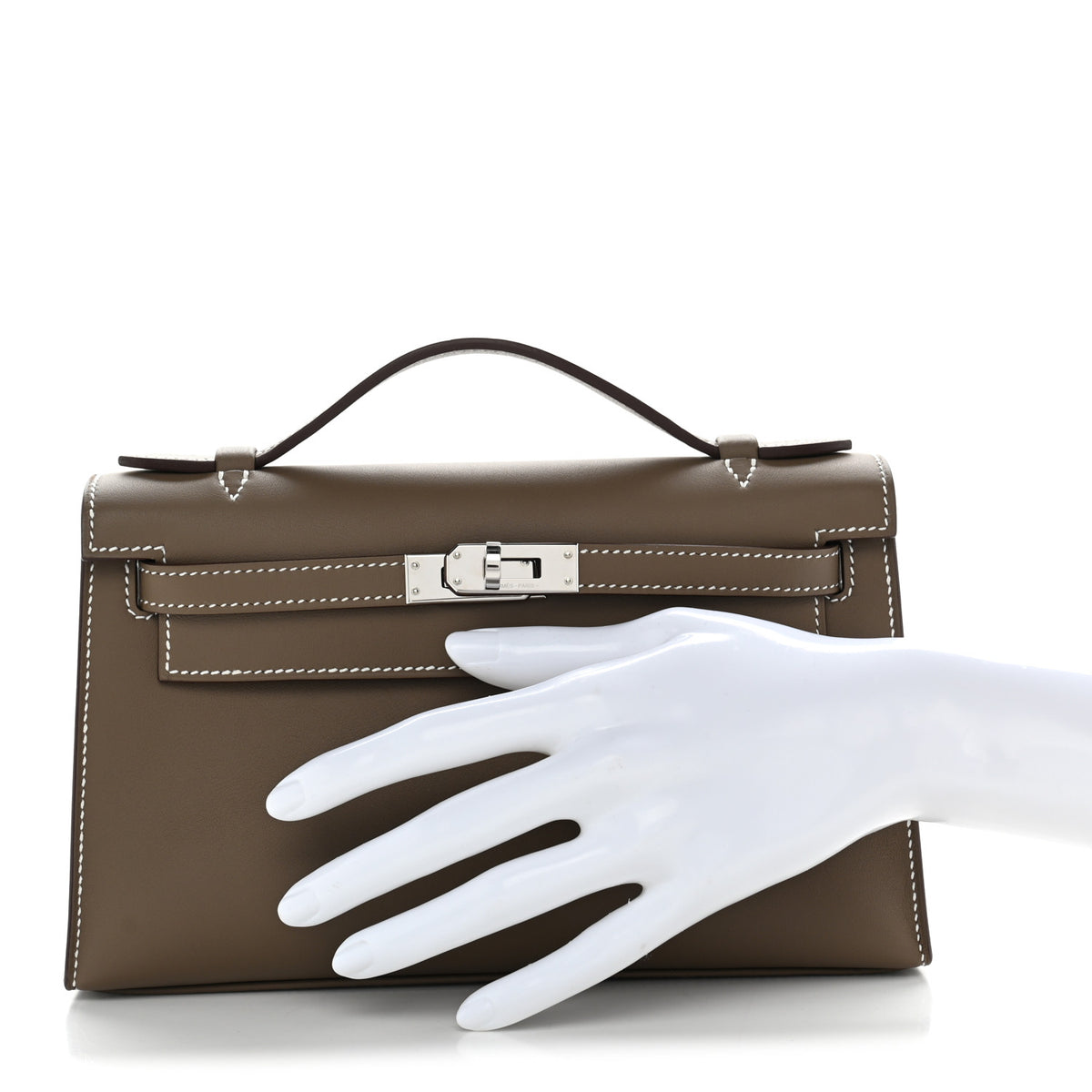 Hermes Swift Kelly Pochette Clutch Etoupe 2 of 9