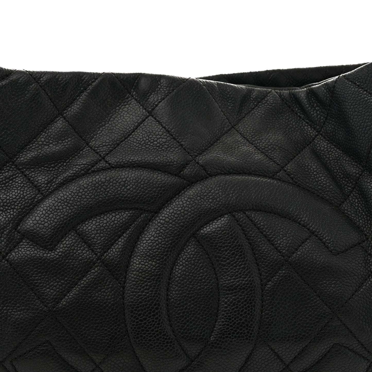 Caviar Quilted Expandable Zip Shoulder Bag Black