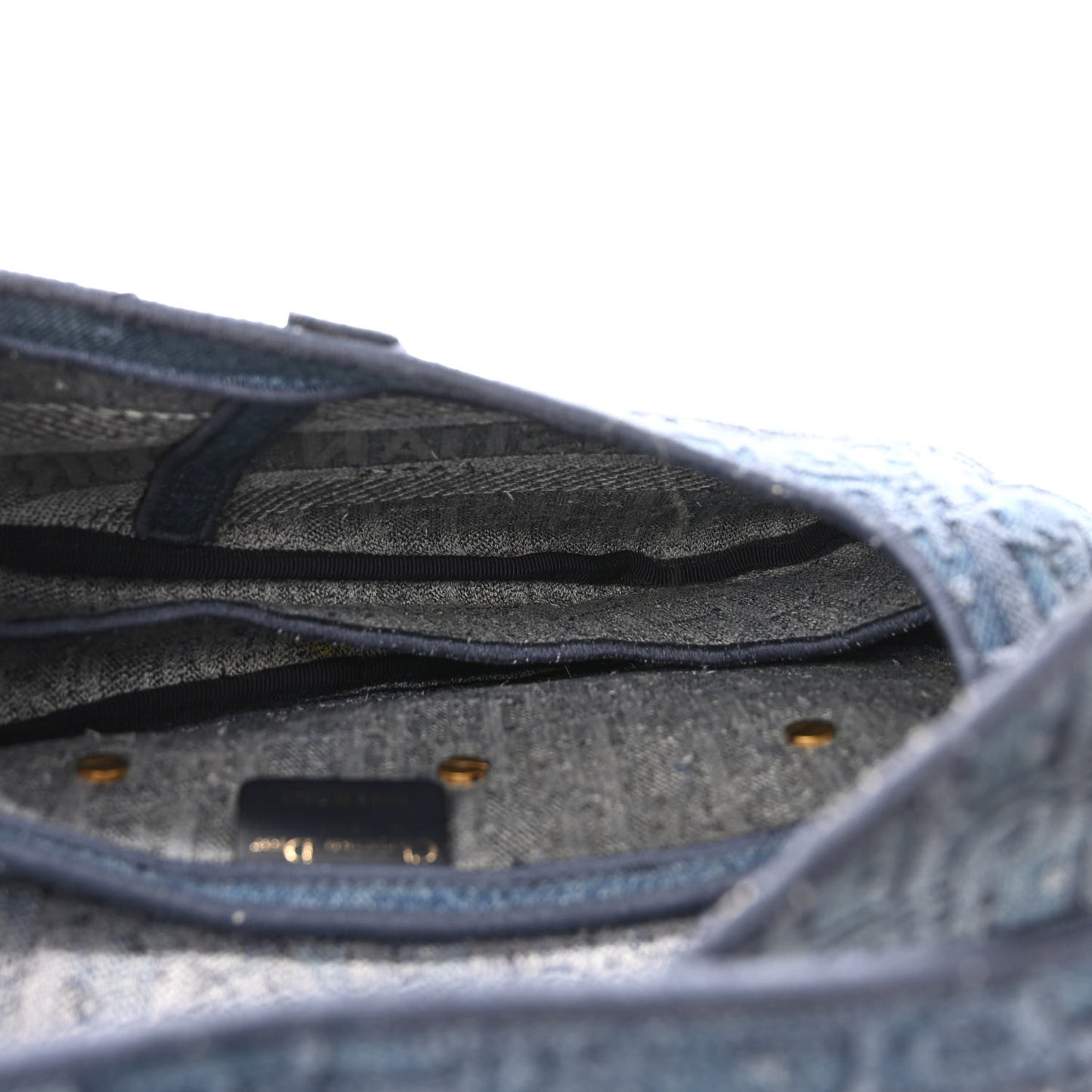 Oblique Embroidered Saddle Bag Denim Blue