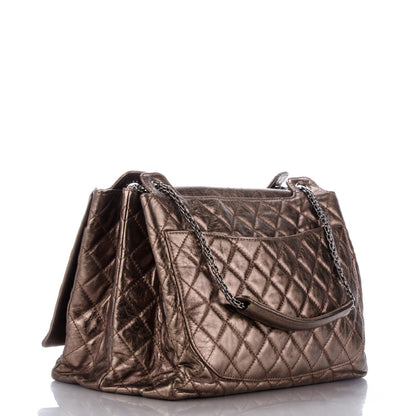 Chanel Metallic Aged Calfskin Quilted Reissue 2.55 Accordion Flap Bronze 3 of 7