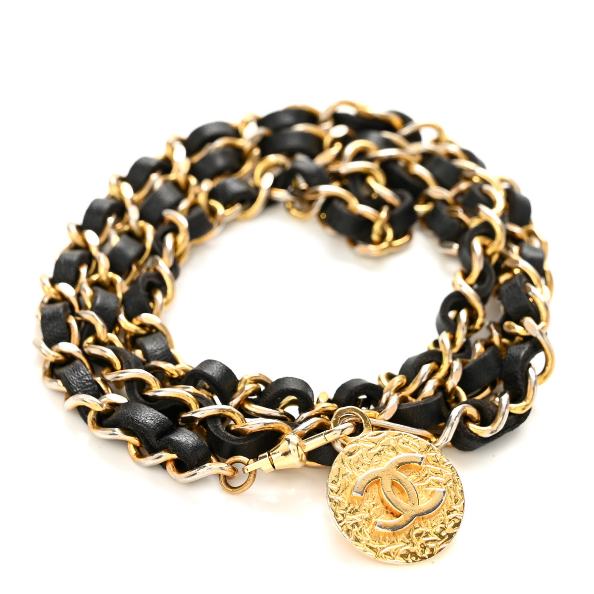 Chanel Lambskin Chain CC Medallion Belt Black Gold 1 of 6
