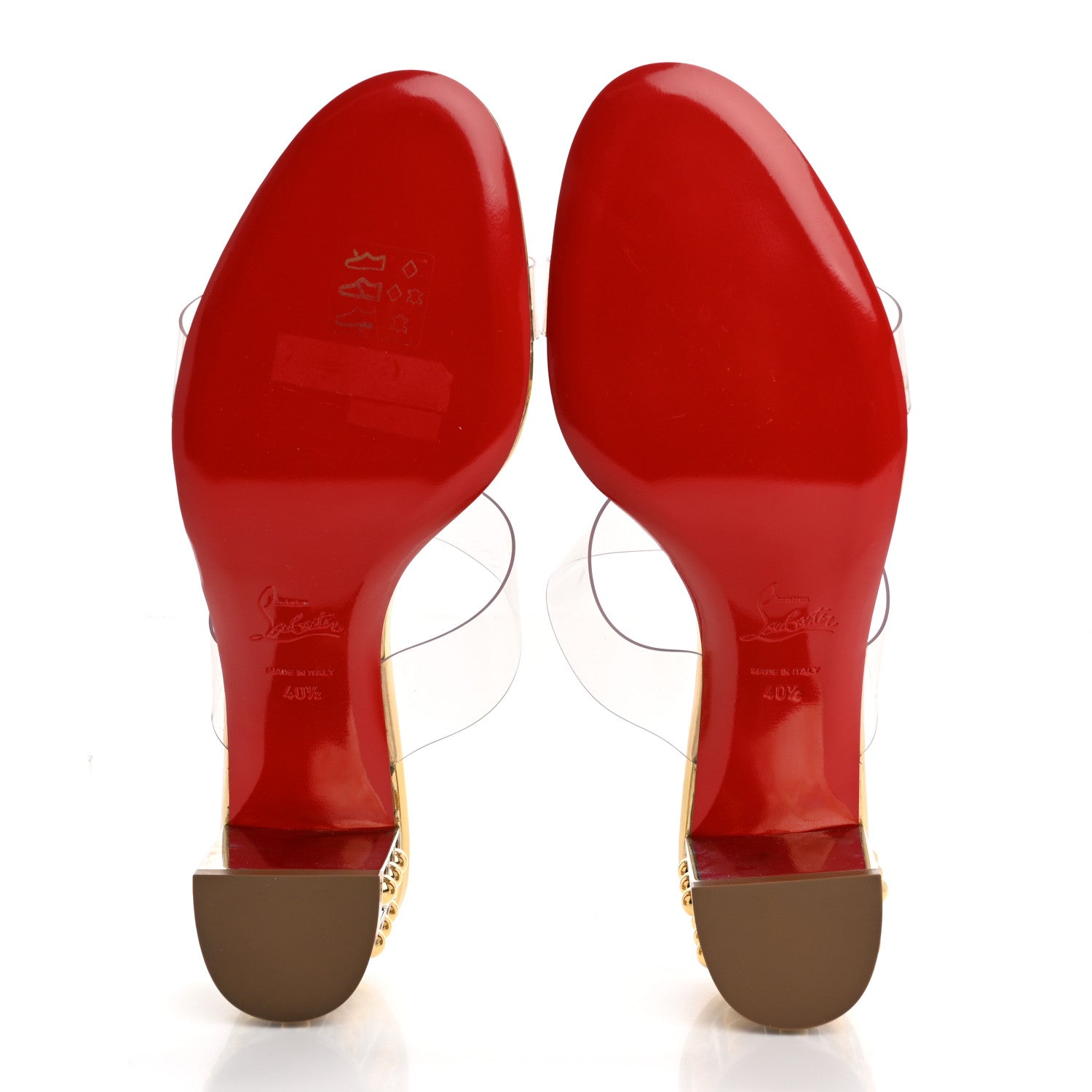 Christian Louboutin PVC Vasa Opticat 55 Slide Sandals 40.5 Gold 6 of 11