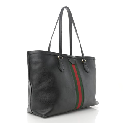 Gucci Textured Calfskin Web Medium Ophidia Shopping Tote Black 3 of 14