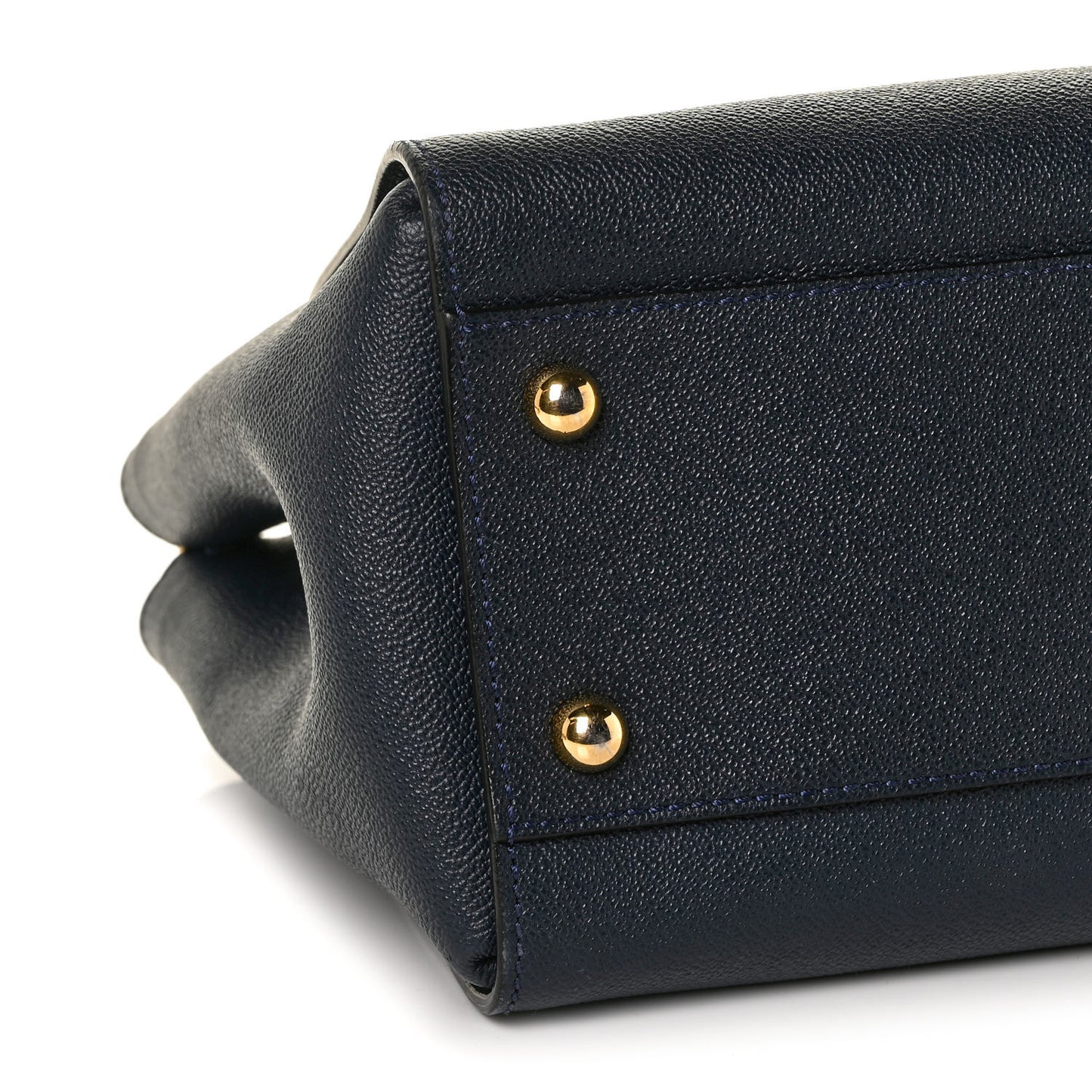 Soft Grain Calfskin Medium Buckle Tote Blue Carbon
