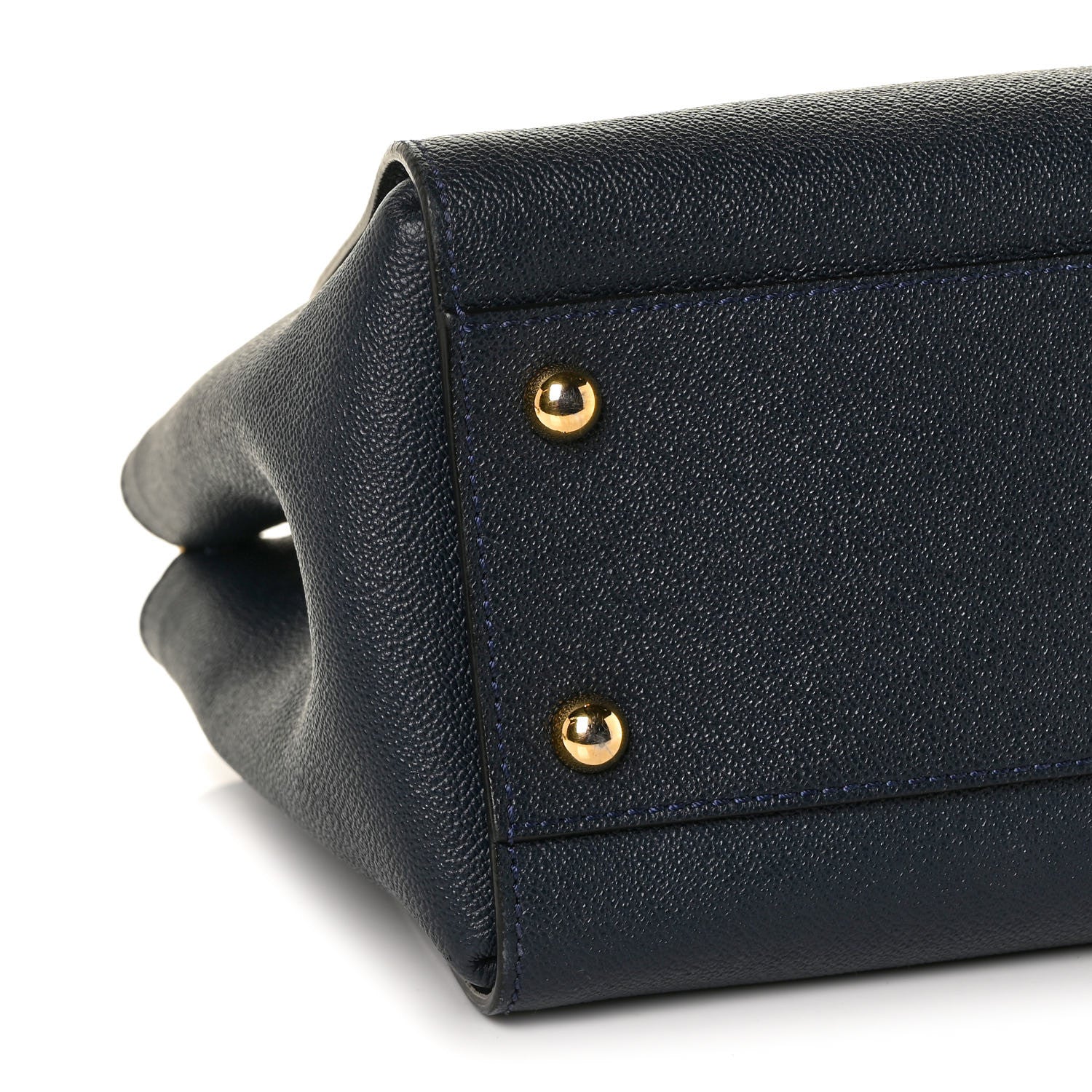 Burberry Soft Grain Calfskin Medium Buckle Tote Blue Carbon 8 of 9