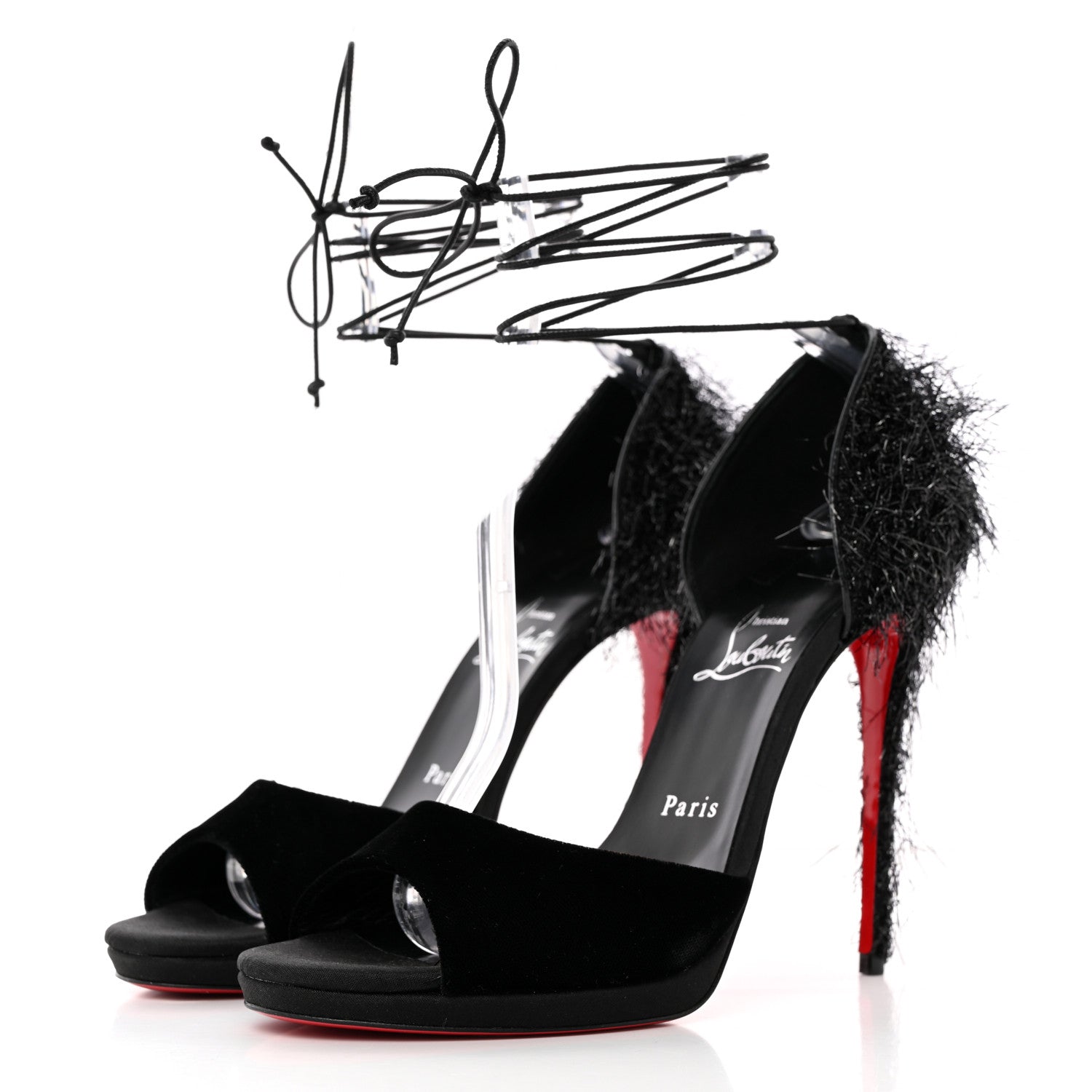 Christian Louboutin Yeti Lurex Tinsel Tina Frou 120 Pumps 39.5 Black 3 of 15