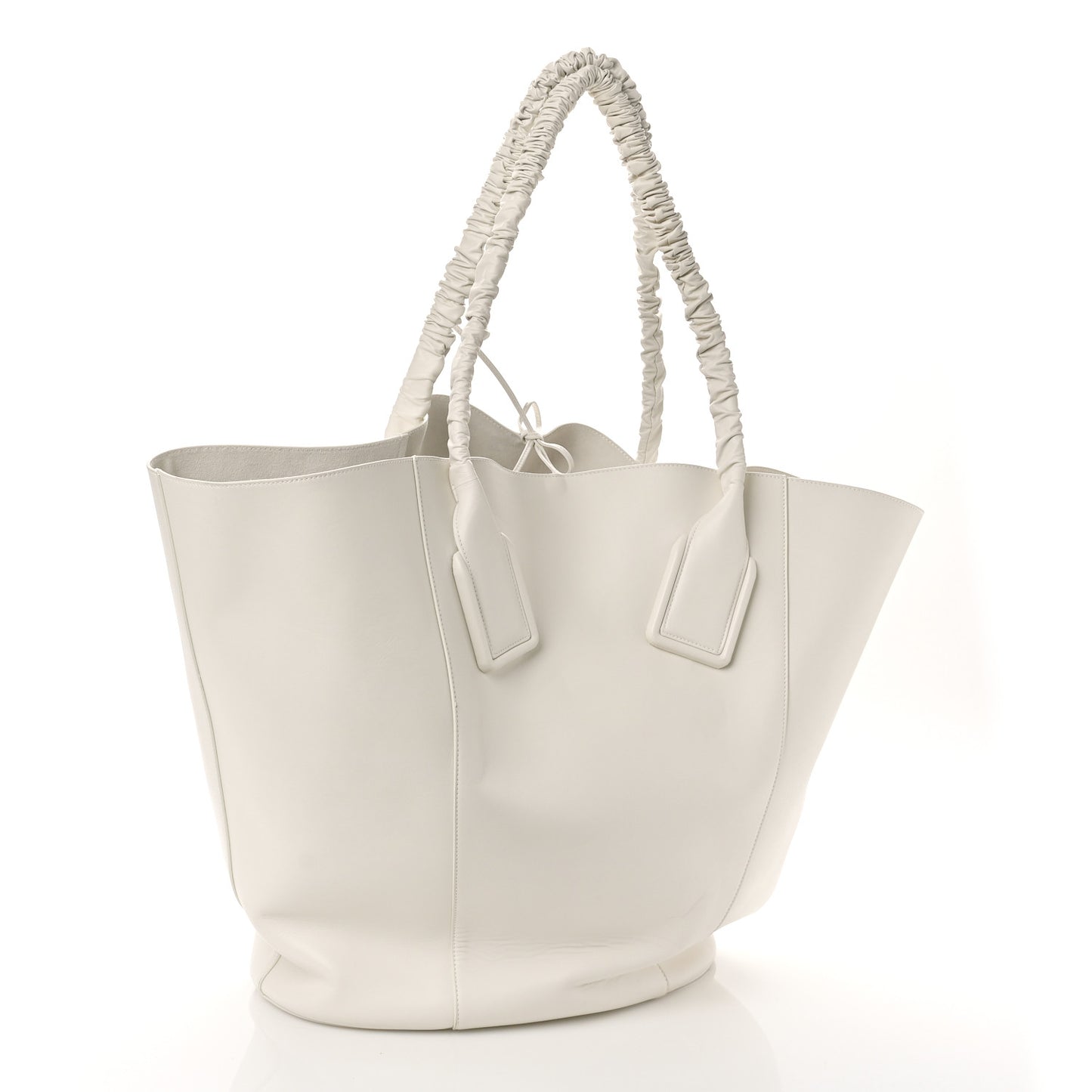 French Calfskin Large Basket Tote White