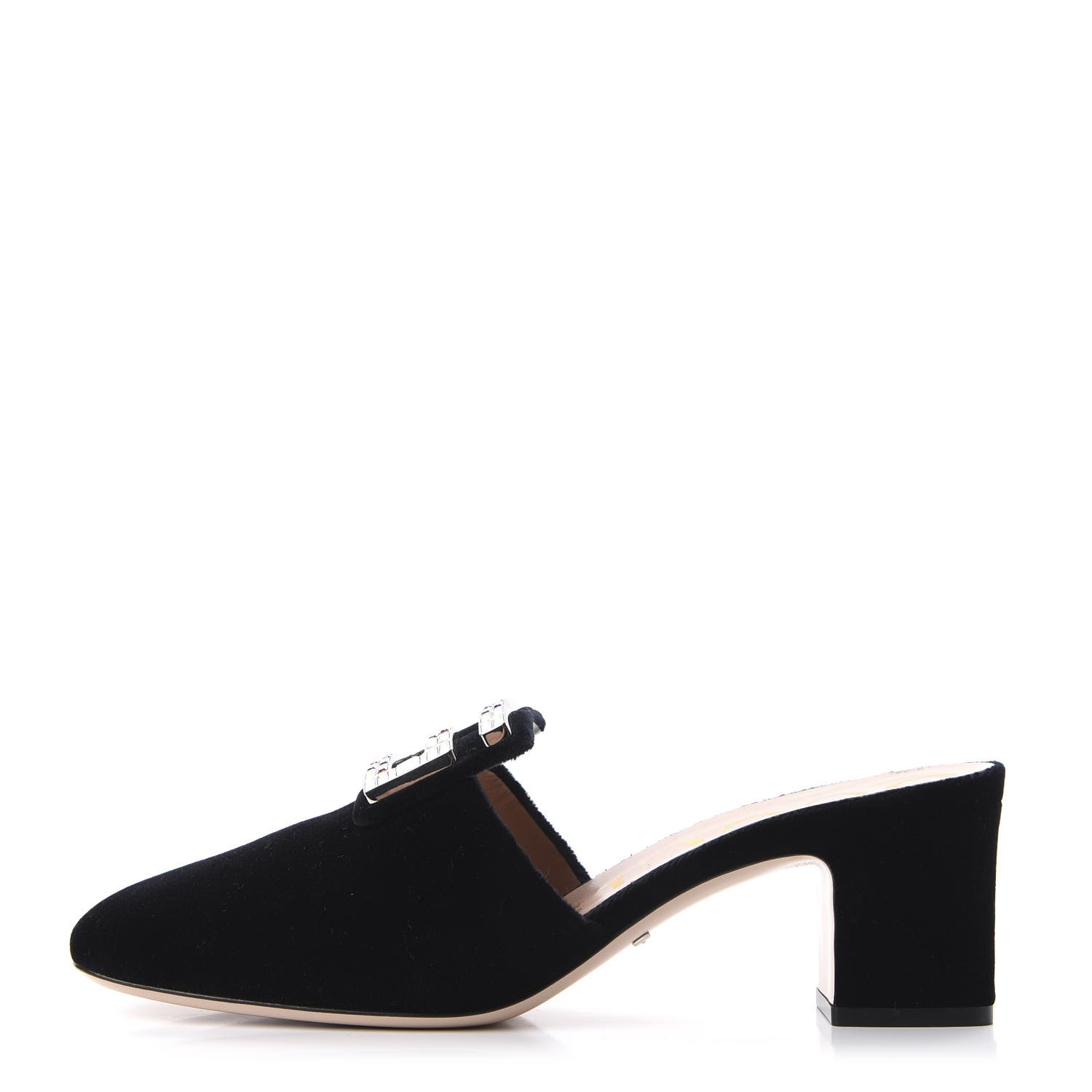 Gucci Velvet Crystal Square G Madelyn Mules 39 Black 1 of 10