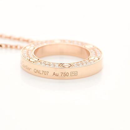 Cartier 18K Pink Gold Diamond LOVE Paved Necklace 5 of 6