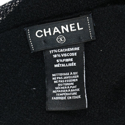 Chanel Cashmere Viscose CC Scarf Black Grey 3 of 3
