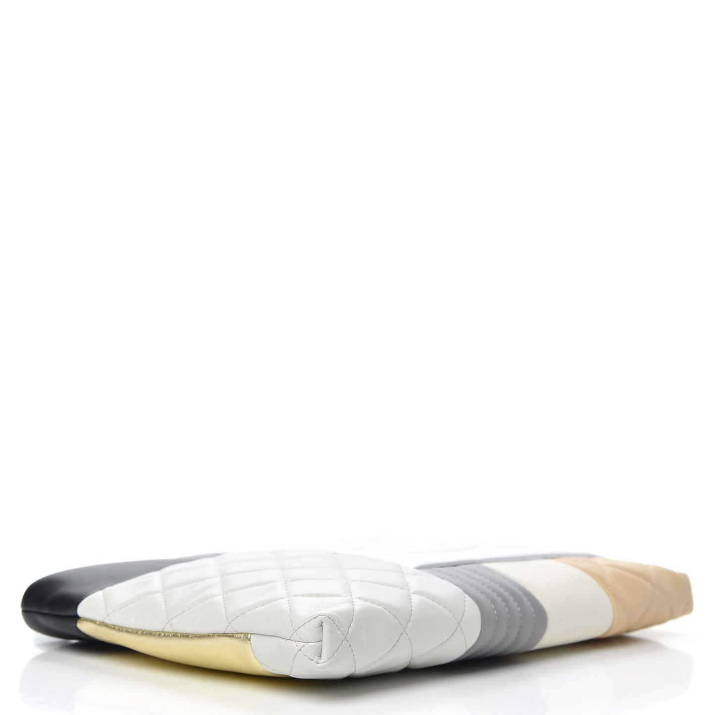 Lambskin Patchwork Medium Cosmetic Case Multicolor Silver