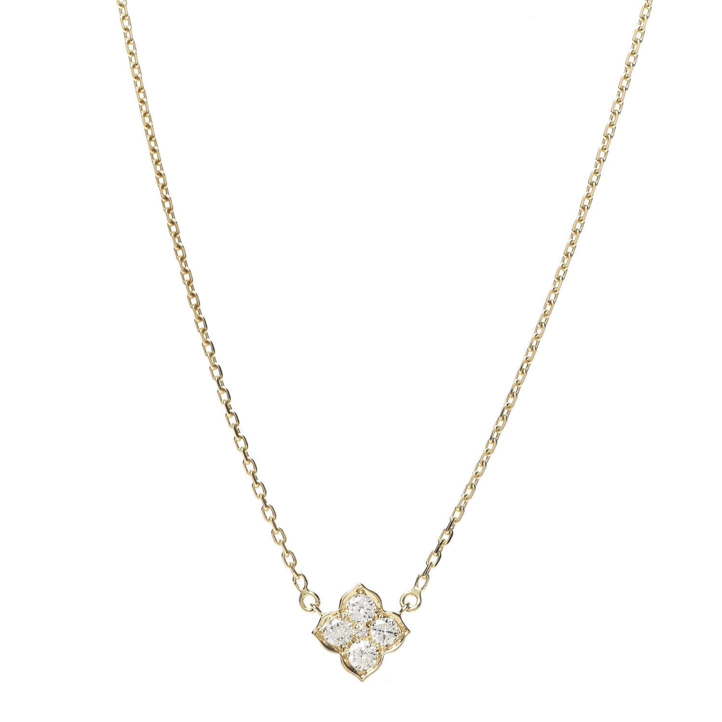 18K Yellow Gold Diamond Hindu Floral Pendant Necklace