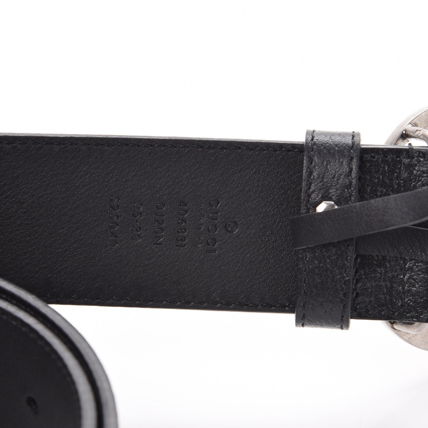 Gucci Textured Dollar Calfskin Nickel Double G 40mm Belt 95 38 Black 4 of 7