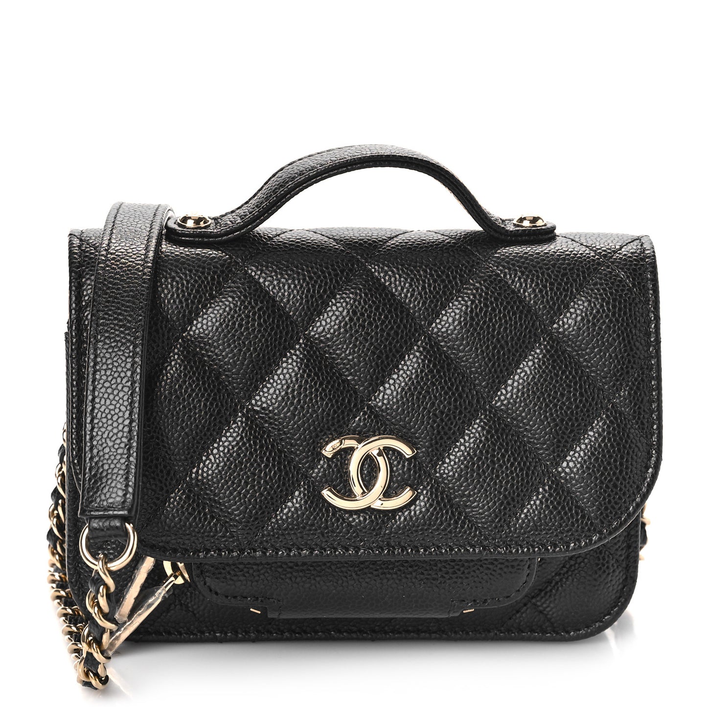 Caviar Quilted Business Affinity Clutch With Chain Black