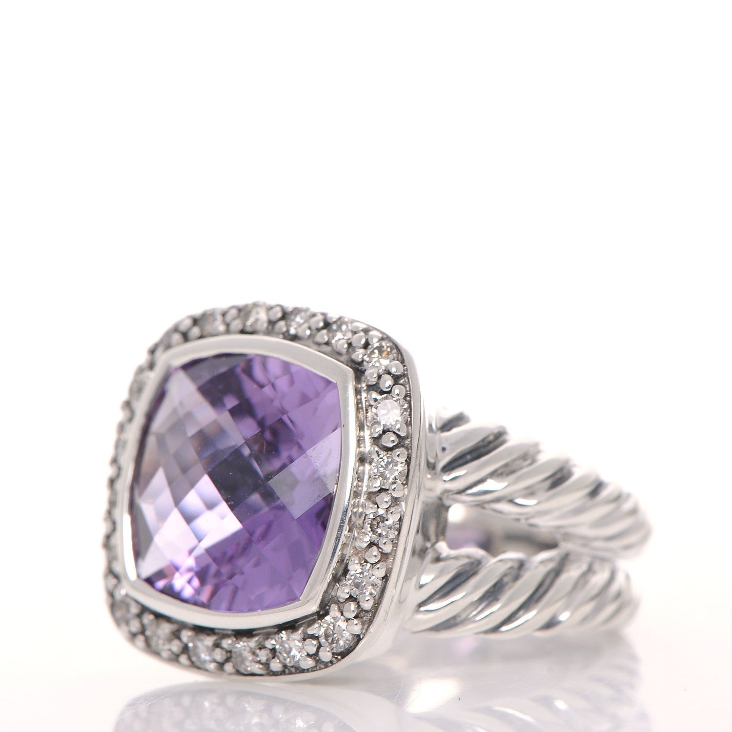 David Yurman Sterling Silver Diamond Amethyst 11mm Albion Ring 51.5 6 3 of 6