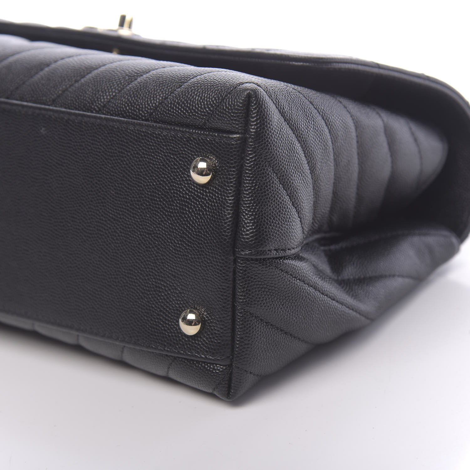 Chanel Caviar Chevron Quilted Small Coco Handle Flap Black 9 of 11