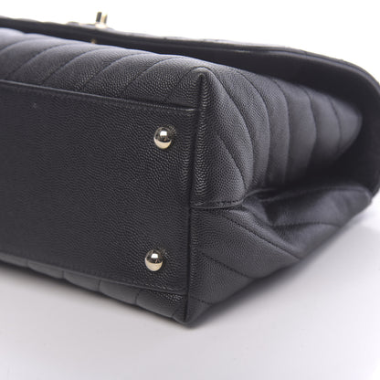 Chanel Caviar Chevron Quilted Small Coco Handle Flap Black 9 of 11
