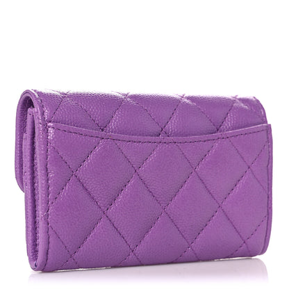 Chanel Caviar Quilted Flap Card Holder Wallet Purple 3 of 11