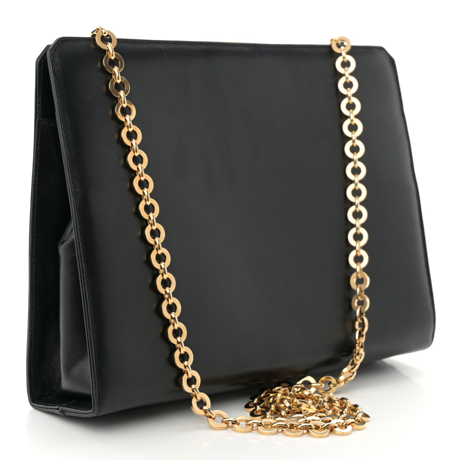 Salvatore Ferragamo Brushed Calfskin Gancini Trifolio Chain Bag Black 3 of 10